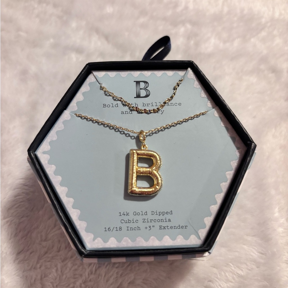 Gold Letter B Pendant Necklace - 14k Gold Dipped